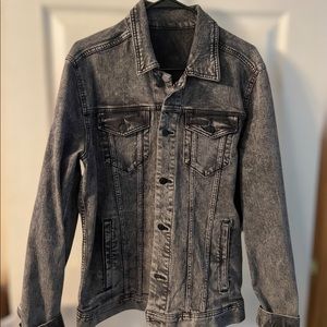 Acid-wash black jean jacket